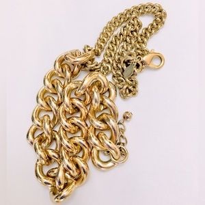 70s Disco Style Vintage Gold Chunky Asymmetrical Chain Express Necklace